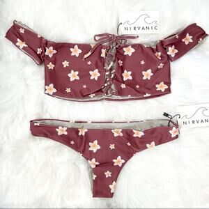 Nirvanic Kehlani Top & Paloma Bottom Plumeria Clay Swim Set Women’s Size XS $162